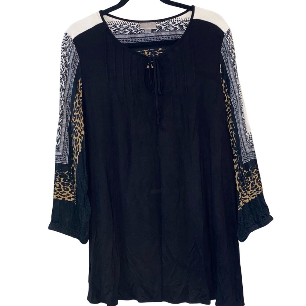 VIP Knit Black Blouse With Animal Print